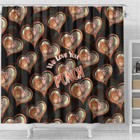 Punch The Monkey Shower Curtain We Love You Seamless Heart Style Black