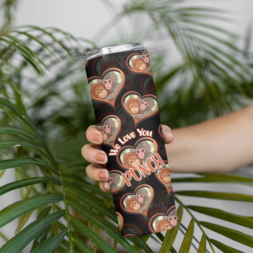 Punch The Monkey Skinny Tumbler We Love You Seamless Heart Style Black