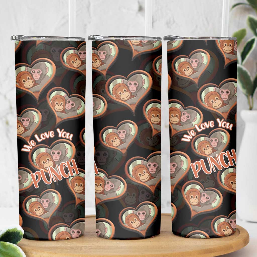 Punch The Monkey Skinny Tumbler We Love You Seamless Heart Style Black