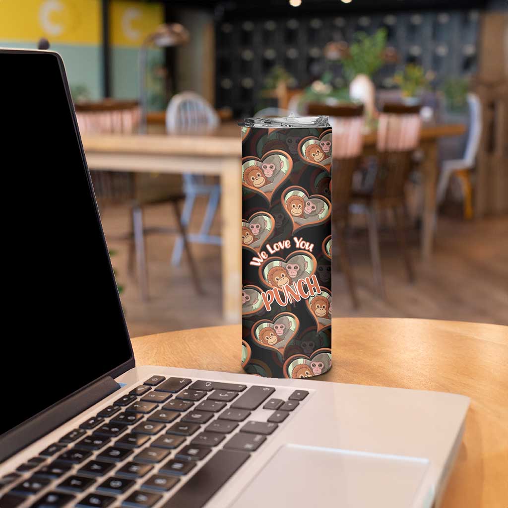 Punch The Monkey Skinny Tumbler We Love You Seamless Heart Style Black