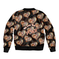 Punch The Monkey Sleeve Zip Bomber Jacket We Love You Seamless Heart Style Black