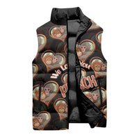 Punch The Monkey Sleeveless Puffer Jacket We Love You Seamless Heart Style Black