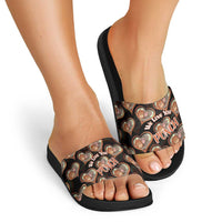 Punch The Monkey Slide Sandals We Love You Seamless Heart Style Black
