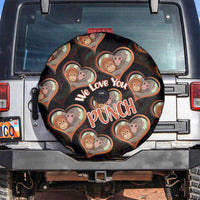 Punch The Monkey Spare Tire Cover We Love You Seamless Heart Style Black