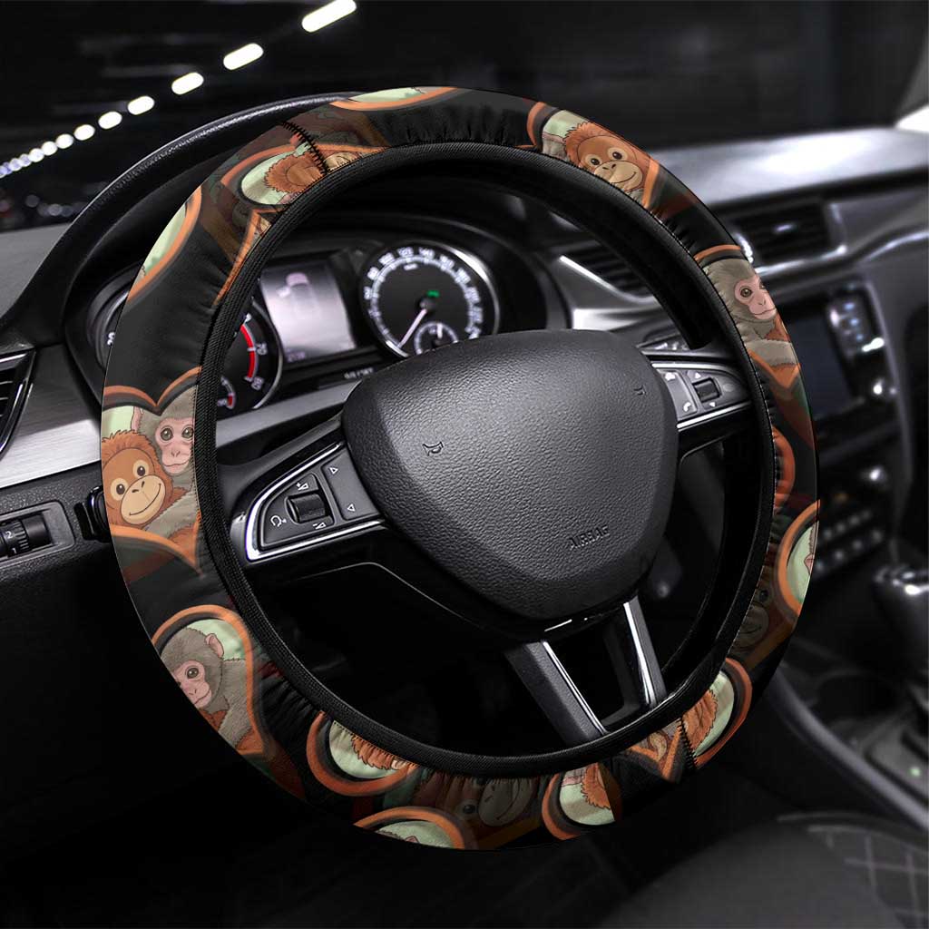 Punch The Monkey Steering Wheel Cover We Love You Seamless Heart Style Black
