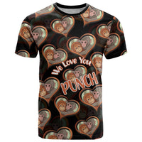Punch The Monkey T Shirt We Love You Seamless Heart Style Black