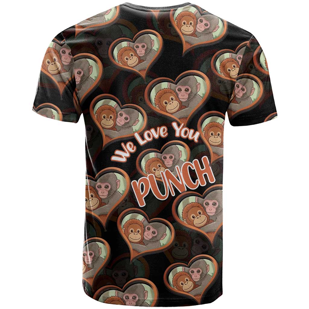 Punch The Monkey T Shirt We Love You Seamless Heart Style Black