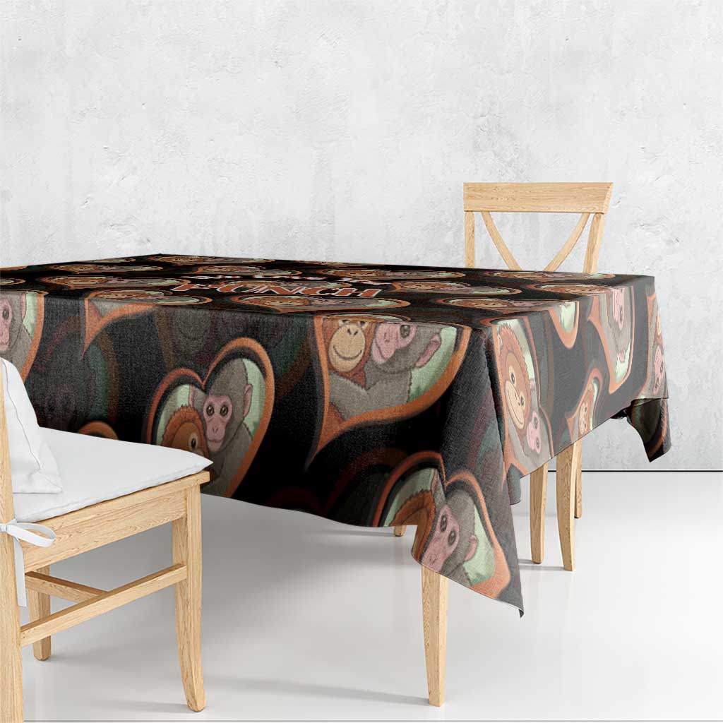 Punch The Monkey Tablecloth We Love You Seamless Heart Style Black