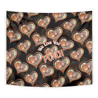 Punch The Monkey Tapestry We Love You Seamless Heart Style Black