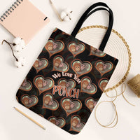Punch The Monkey Tote Bag We Love You Seamless Heart Style Black