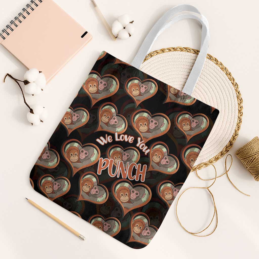 Punch The Monkey Tote Bag We Love You Seamless Heart Style Black