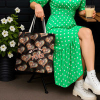 Punch The Monkey Tote Bag We Love You Seamless Heart Style Black