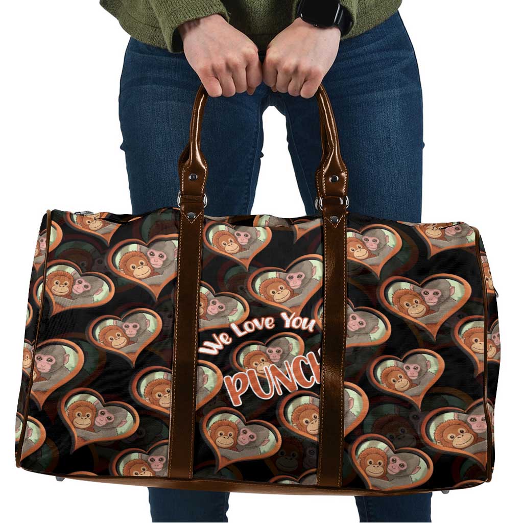 Punch The Monkey Travel Bag We Love You Seamless Heart Style Black
