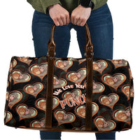 Punch The Monkey Travel Bag We Love You Seamless Heart Style Black