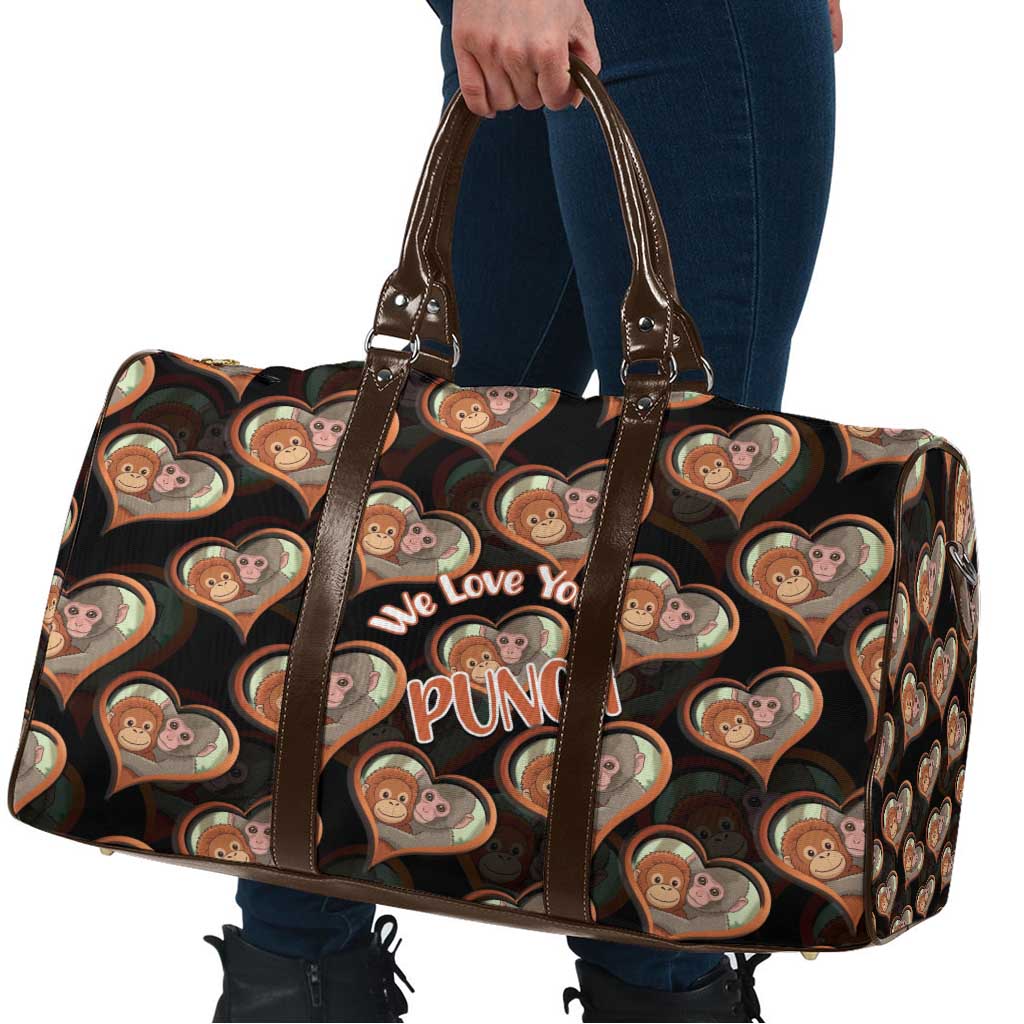Punch The Monkey Travel Bag We Love You Seamless Heart Style Black