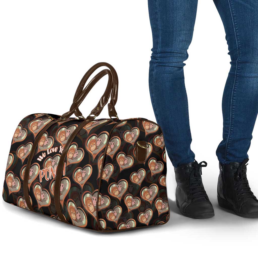 Punch The Monkey Travel Bag We Love You Seamless Heart Style Black