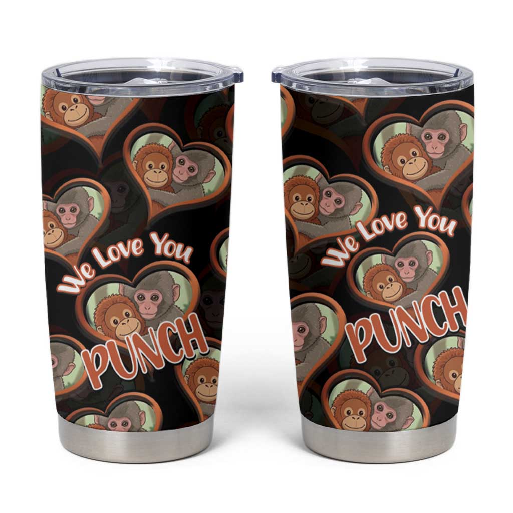 Punch The Monkey Tumbler Cup We Love You Seamless Heart Style Black