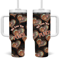 Punch The Monkey Tumbler With Handle We Love You Seamless Heart Style Black