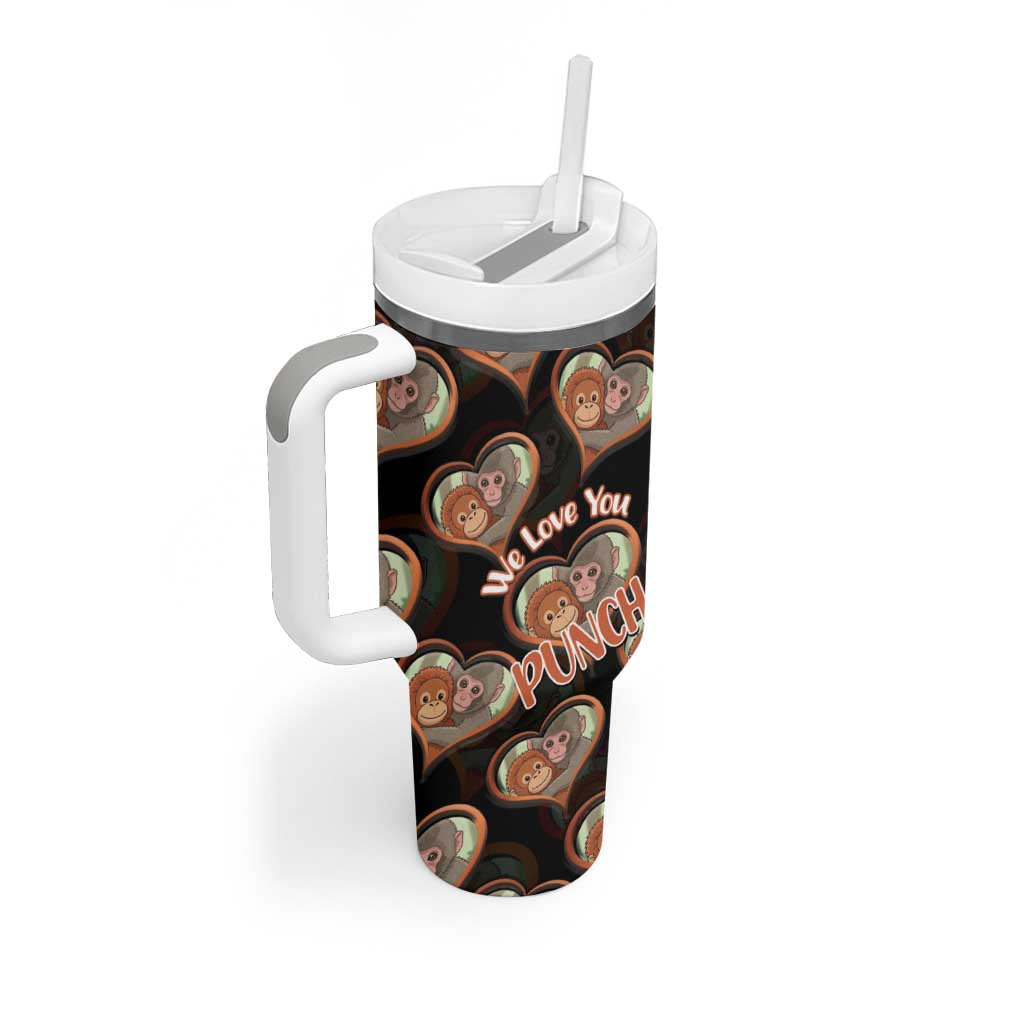 Punch The Monkey Tumbler With Handle We Love You Seamless Heart Style Black