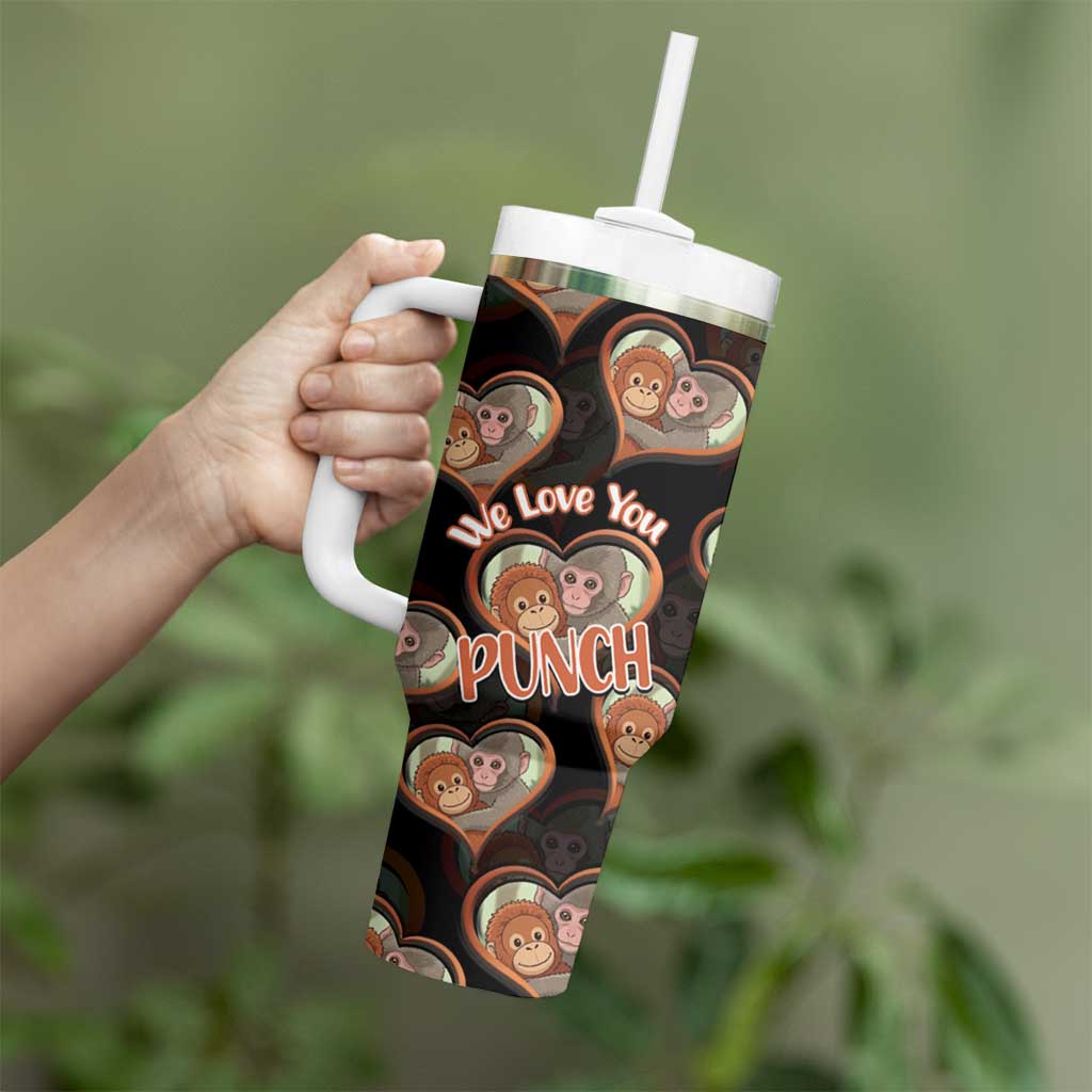 Punch The Monkey Tumbler With Handle We Love You Seamless Heart Style Black
