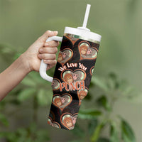 Punch The Monkey Tumbler With Handle We Love You Seamless Heart Style Black