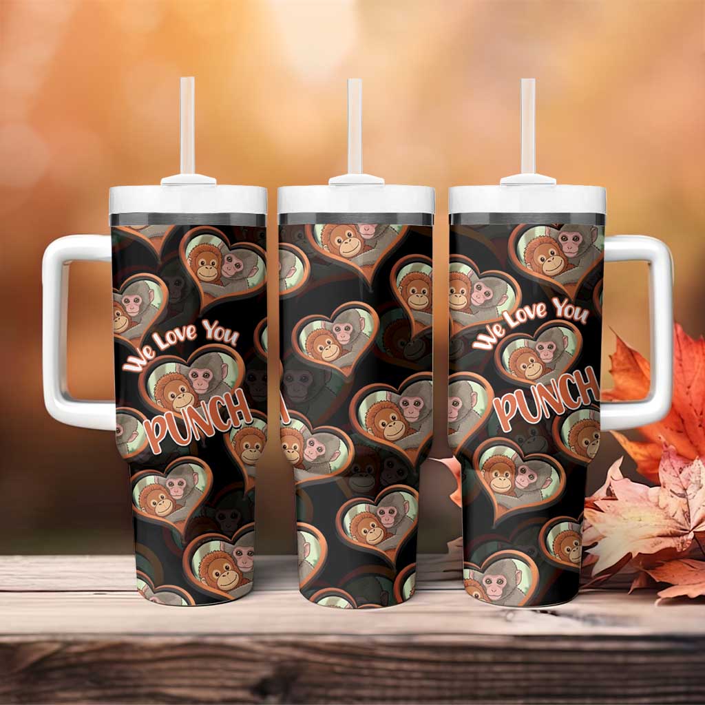 Punch The Monkey Tumbler With Handle We Love You Seamless Heart Style Black