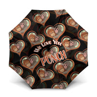 Punch The Monkey Umbrella We Love You Seamless Heart Style Black
