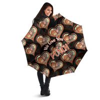 Punch The Monkey Umbrella We Love You Seamless Heart Style Black