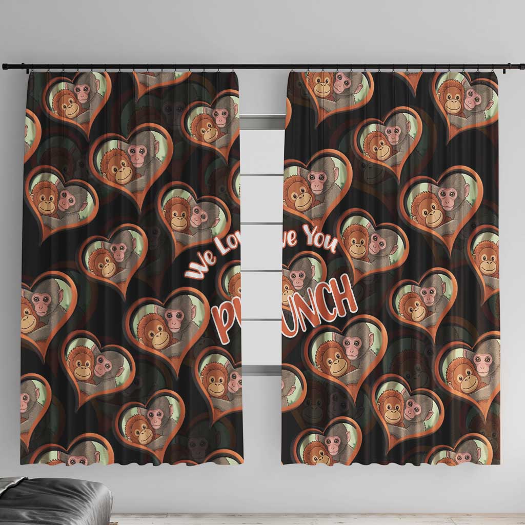Punch The Monkey Window Curtain We Love You Seamless Heart Style Black