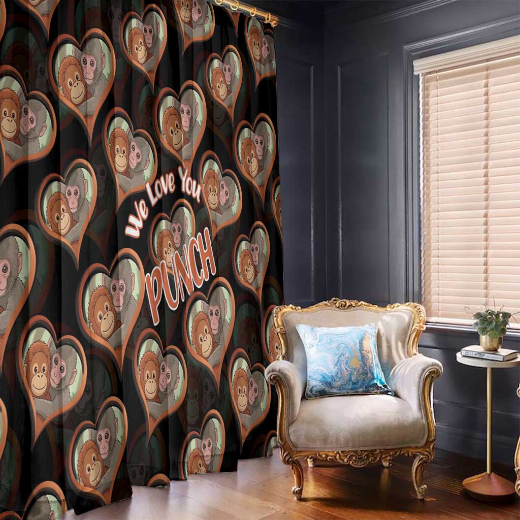 Punch The Monkey Window Curtain We Love You Seamless Heart Style Black