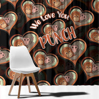 Punch The Monkey Window Curtain We Love You Seamless Heart Style Black
