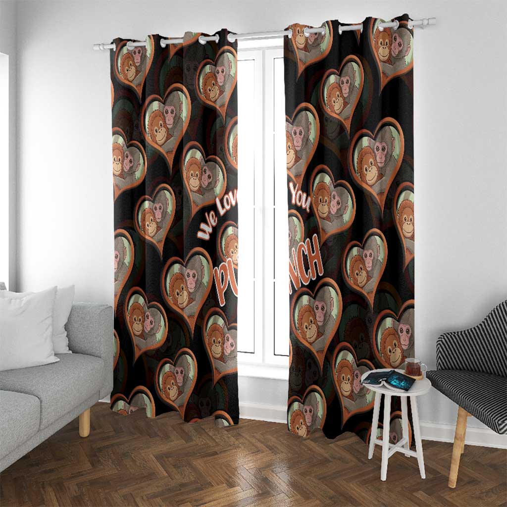 Punch The Monkey Window Curtain We Love You Seamless Heart Style Black