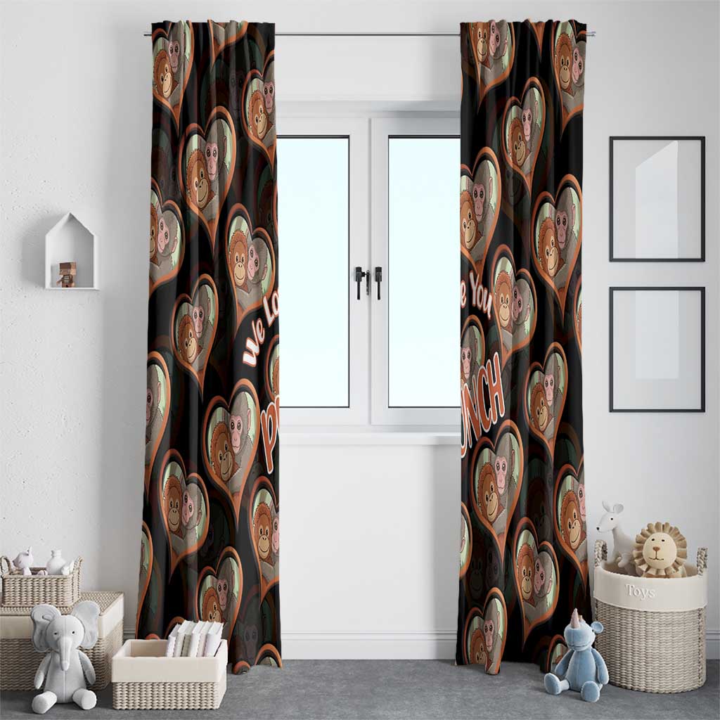 Punch The Monkey Window Curtain We Love You Seamless Heart Style Black
