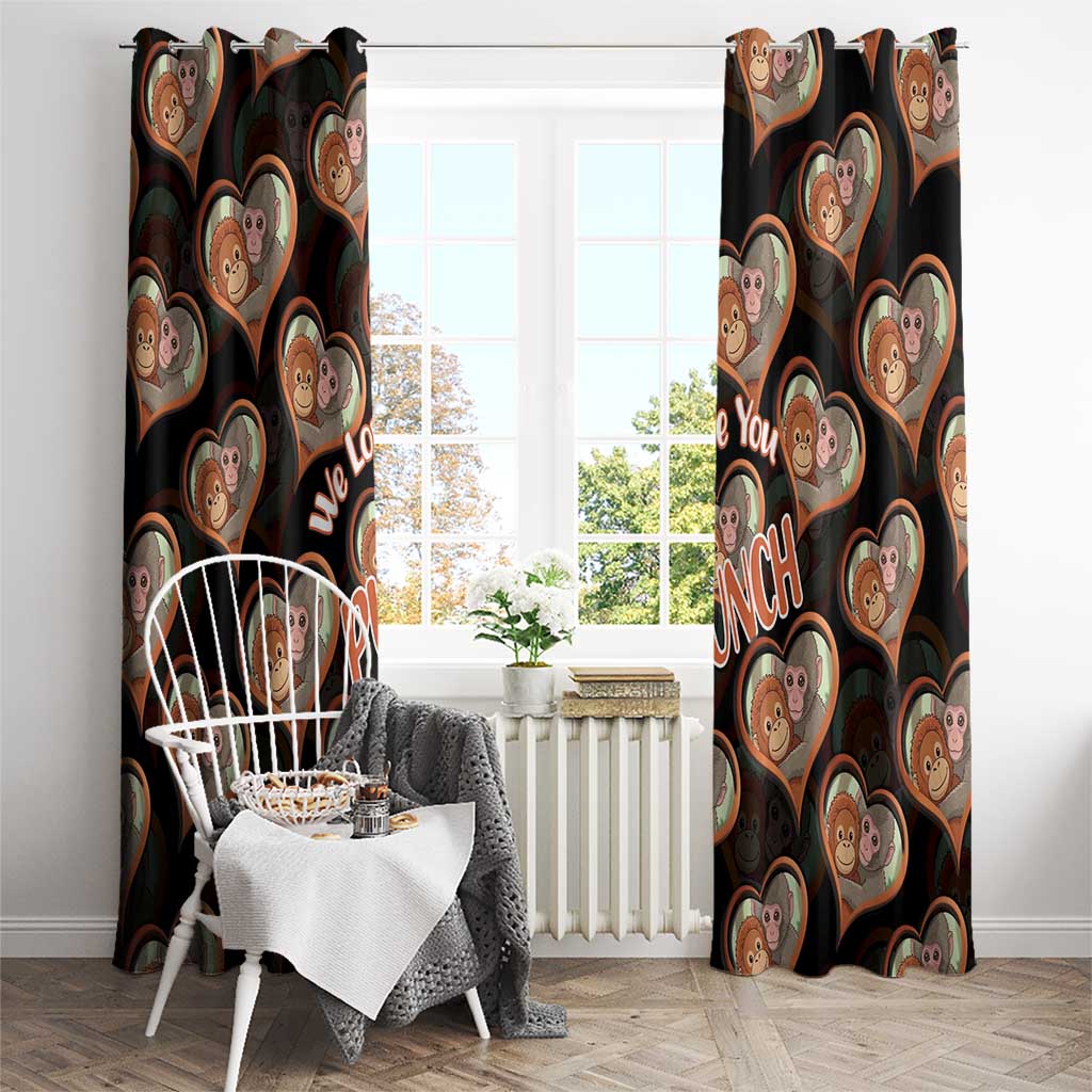 Punch The Monkey Window Curtain We Love You Seamless Heart Style Black
