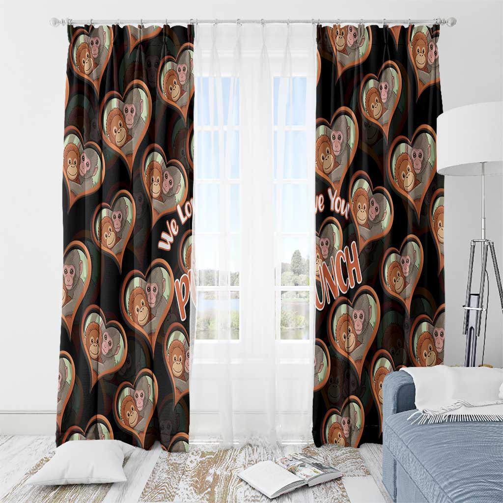 Punch The Monkey Window Curtain We Love You Seamless Heart Style Black