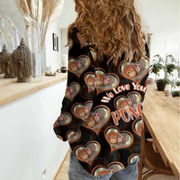 Punch The Monkey Women Casual Shirt We Love You Seamless Heart Style Black