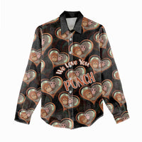 Punch The Monkey Women Casual Shirt We Love You Seamless Heart Style Black