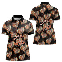 Punch The Monkey Women Polo Shirt We Love You Seamless Heart Style Black