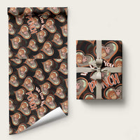 Punch The Monkey Wrapping Paper We Love You Seamless Heart Style Black