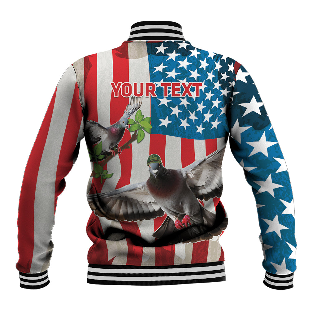 Personalized United States Pigeon Day Baseball Jacket Proud Of Our Heroes Grunge Style - Wonder Print Shop
