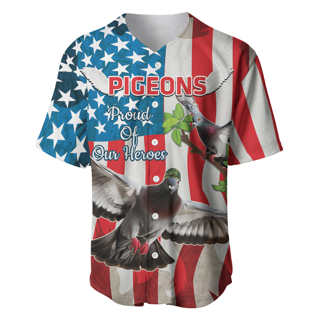 Personalized United States Pigeon Day Baseball Jersey Proud Of Our Heroes Grunge Style - Wonder Print Shop