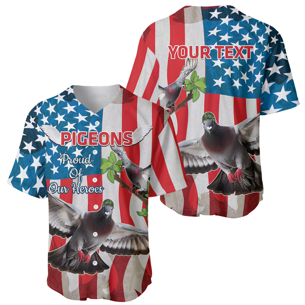 Personalized United States Pigeon Day Baseball Jersey Proud Of Our Heroes Grunge Style - Wonder Print Shop