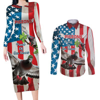 Personalized United States Pigeon Day Couples Matching Long Sleeve Bodycon Dress and Long Sleeve Button Shirt Proud Of Our Heroes Grunge Style - Wonder Print Shop
