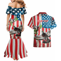 Personalized United States Pigeon Day Couples Matching Mermaid Dress and Hawaiian Shirt Proud Of Our Heroes Grunge Style - Wonder Print Shop
