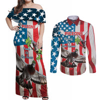 Personalized United States Pigeon Day Couples Matching Off Shoulder Maxi Dress and Long Sleeve Button Shirt Proud Of Our Heroes Grunge Style - Wonder Print Shop