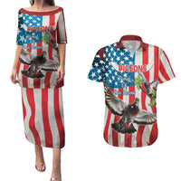 Personalized United States Pigeon Day Couples Matching Puletasi and Hawaiian Shirt Proud Of Our Heroes Grunge Style - Wonder Print Shop