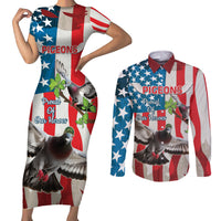 Personalized United States Pigeon Day Couples Matching Short Sleeve Bodycon Dress and Long Sleeve Button Shirt Proud Of Our Heroes Grunge Style - Wonder Print Shop