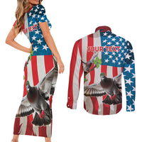 Personalized United States Pigeon Day Couples Matching Short Sleeve Bodycon Dress and Long Sleeve Button Shirt Proud Of Our Heroes Grunge Style - Wonder Print Shop