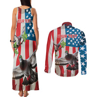 Personalized United States Pigeon Day Couples Matching Tank Maxi Dress and Long Sleeve Button Shirt Proud Of Our Heroes Grunge Style - Wonder Print Shop