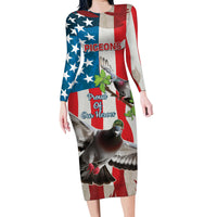 Personalized United States Pigeon Day Family Matching Long Sleeve Bodycon Dress and Hawaiian Shirt Proud Of Our Heroes Grunge Style - Wonder Print Shop